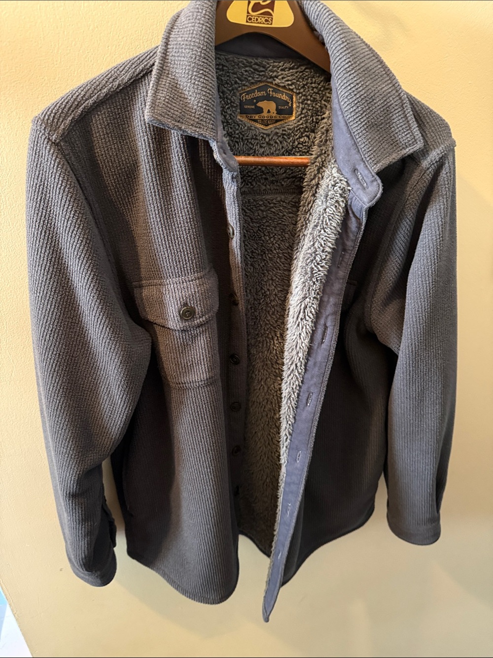 Freedom Foundry Sherpa-Lined Lightweight Shirt Jacket in Gray